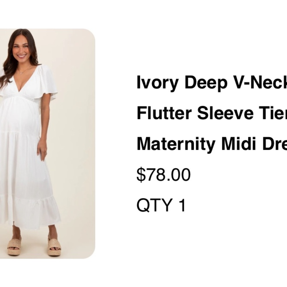 Pinkblush Ivory V-Neck Flutter Sleeve Midi Dress